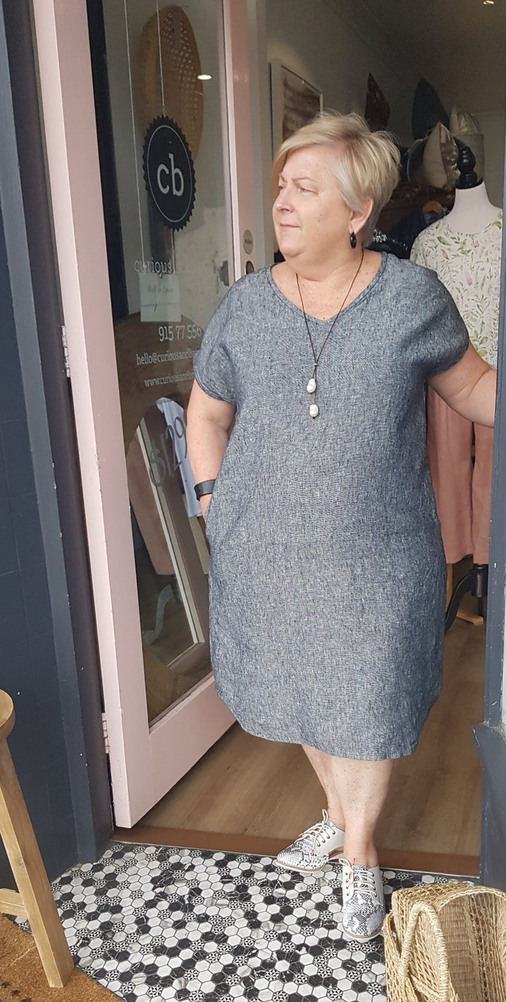 MADE TO ORDER Curious & Brave V Neck Dress