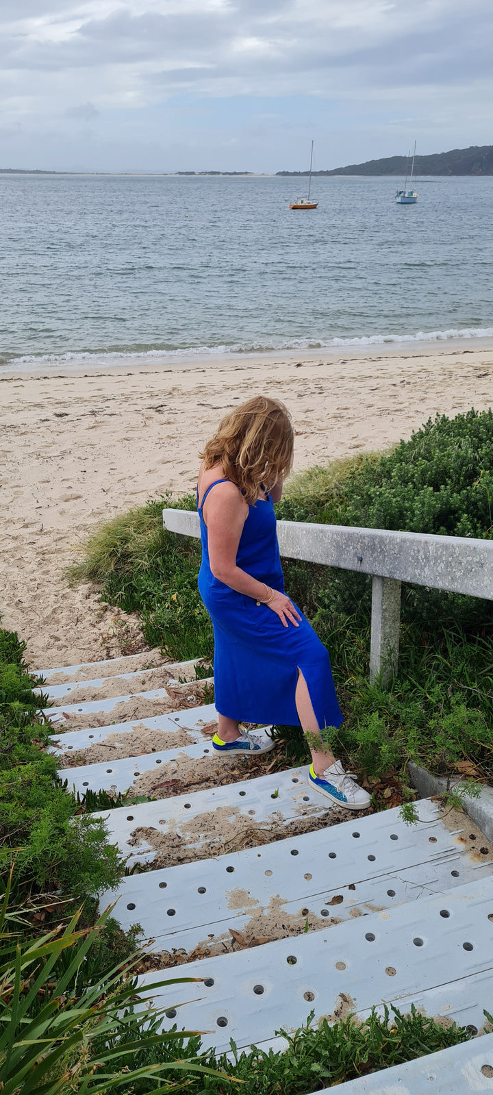 Made To Order Slip Dress Cobalt Linen