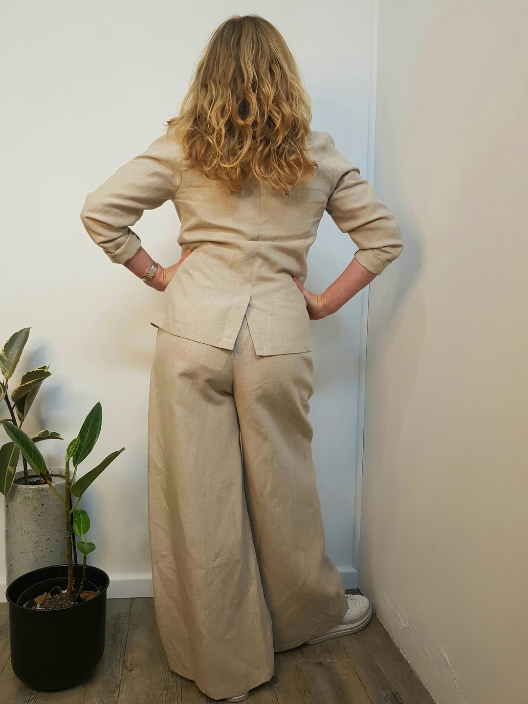 MADE TO ORDER C&B Natural Linen wide Leg Pants